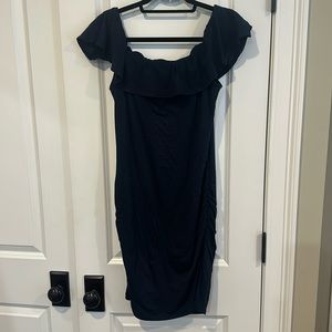 Velvet by Graham & Spencer Navy Blue Off the Shoulder Dress. Size Medium.
